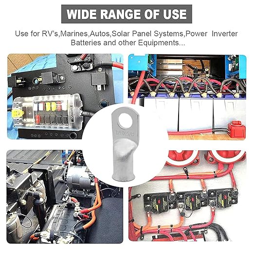 10-Piece 4 AWG Copper Ring Terminal Kit – Heavy Duty Tinned Battery Cable Lugs with Heat Shrink Tubing for Automotive, Marine, RV & Electrical Wiring - WebLuxes Store