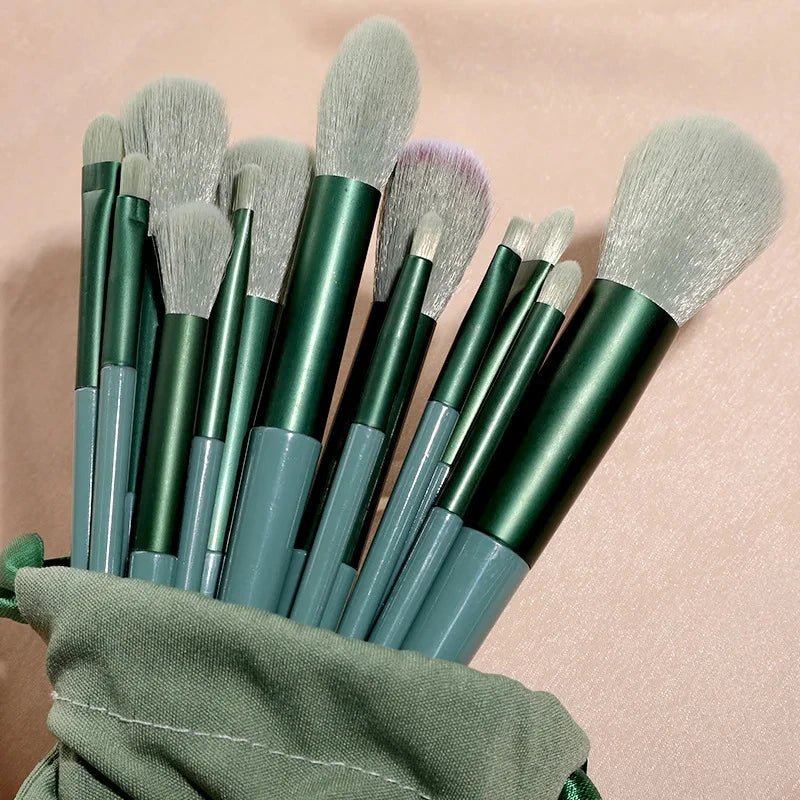 13-Piece Makeup Brush Set with Soft Bristles & Drawstring Storage Pouch - Web Luxes