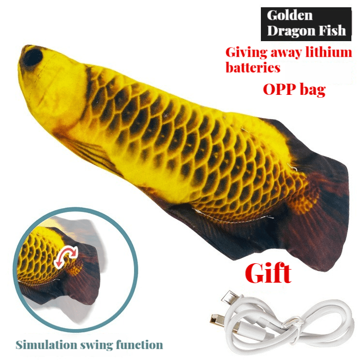 USB Rechargeable Interactive Flopping Fish Cat Toy with Realistic Moving Tail for Cats & Kittens - Web Luxes