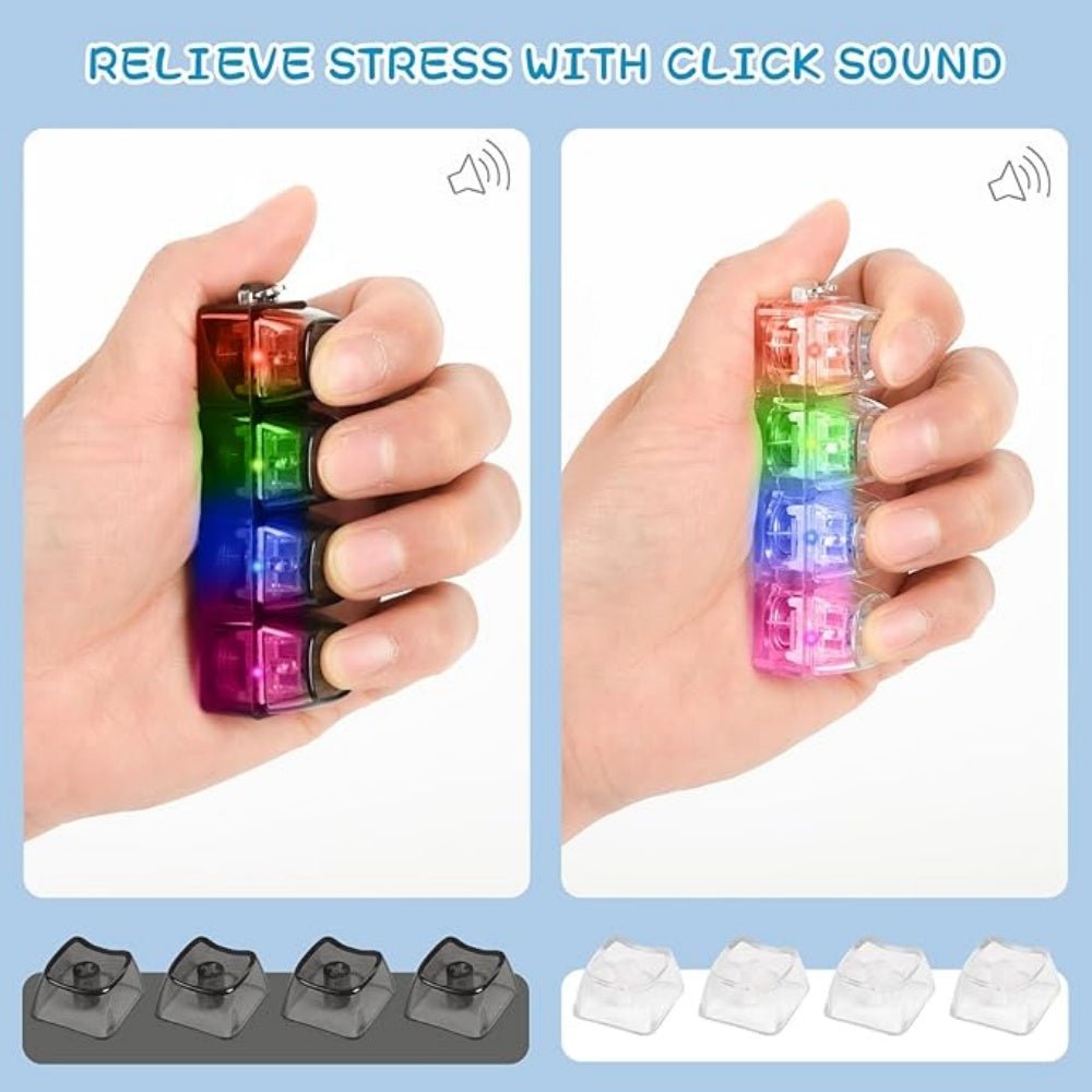 LED Light Up Clickable Keyboard Keychain, Mechanical Key Switch Stress Relief Fidget Toy with Click Button for Office & Everyday Carry - WebLuxes Store