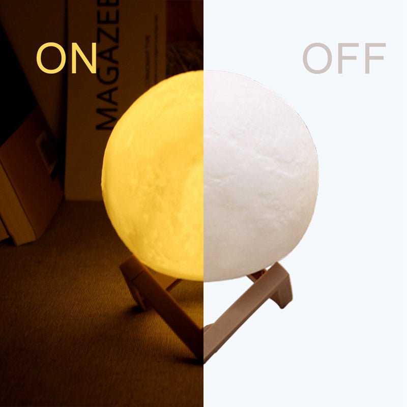 LED Moon Lamp Night Light with Stand, Battery Powered Starry Moon Light for Bedroom, Nursery, Home Decor & Kids Gift - WebLuxes Store