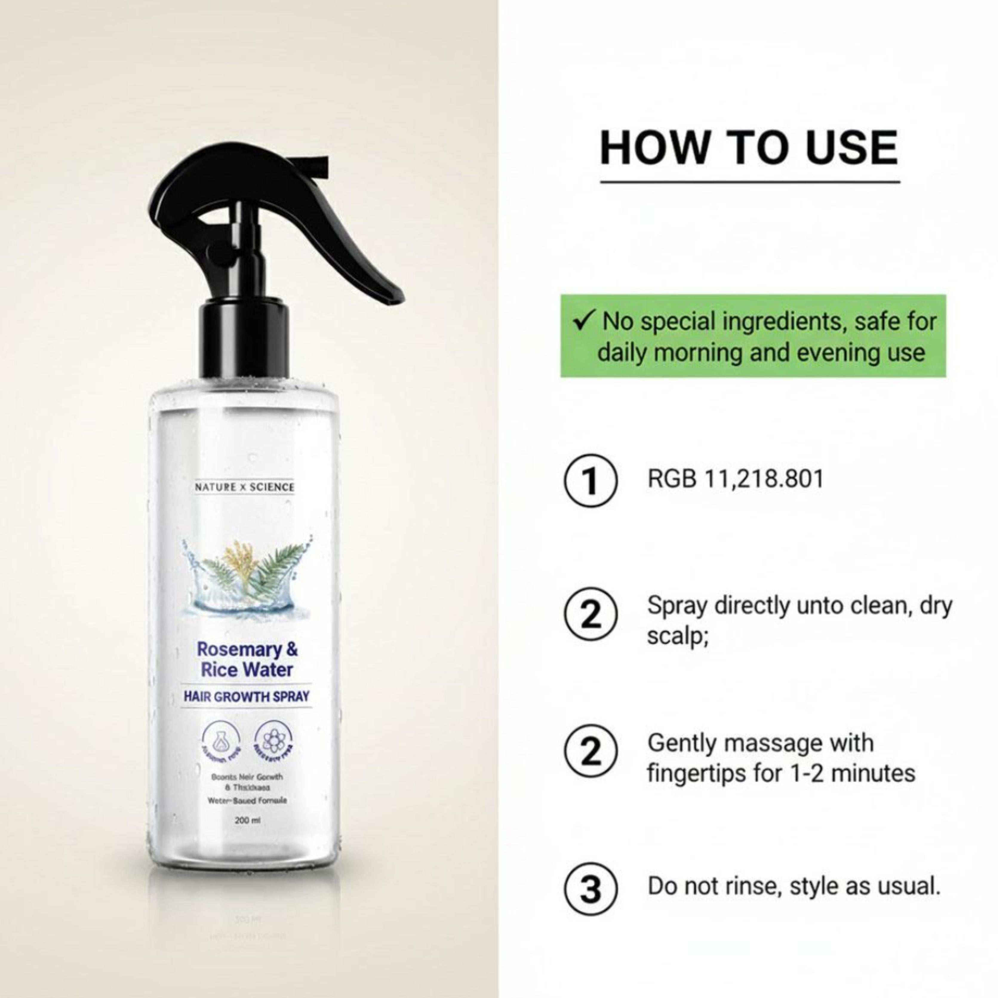 Rosemary Rice Water Hair Growth Spray Scalp Serum
