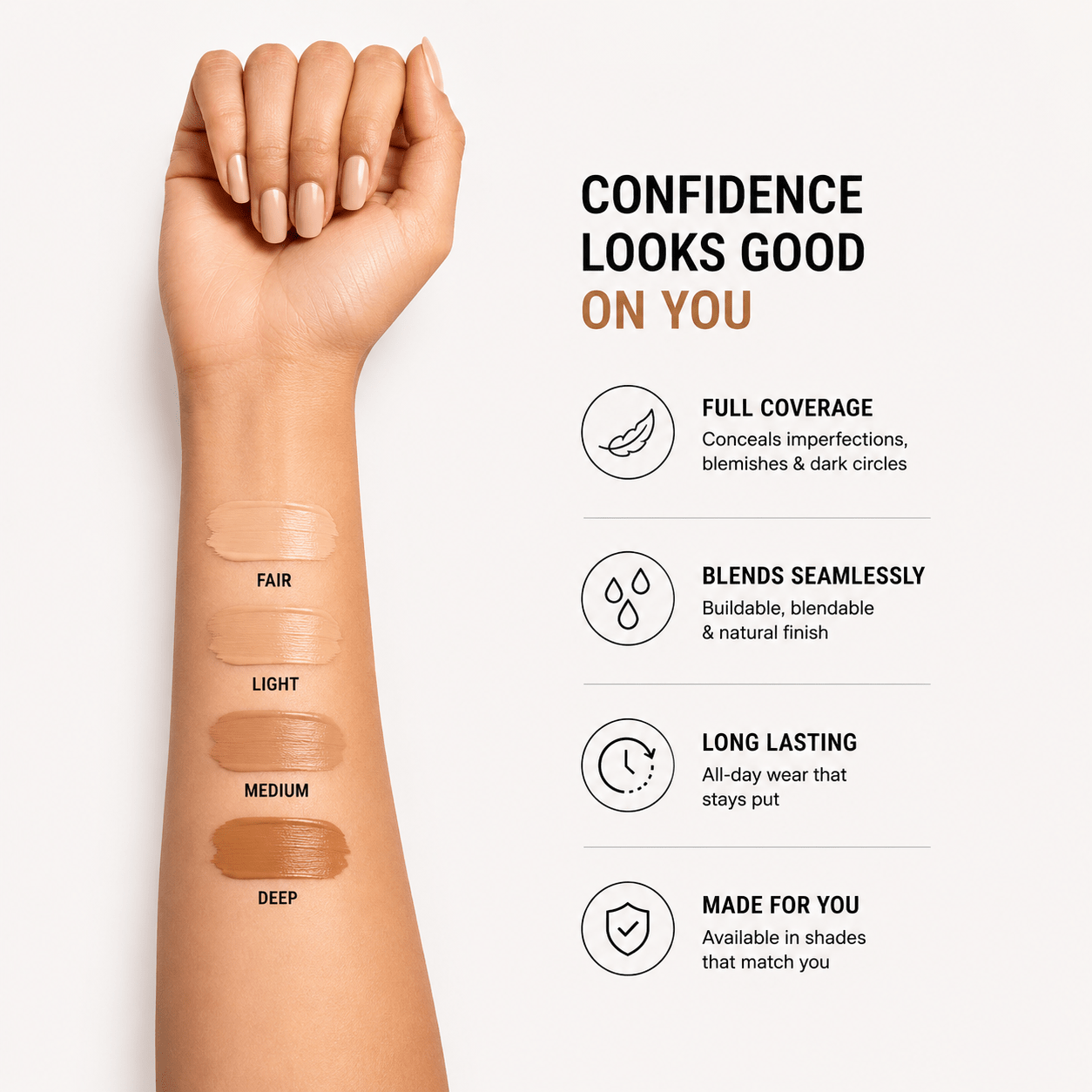 Triple Action Serum Concealer for Dark Circles & Blemishes, Anti-Aging Liquid Face Concealer, Light Medium Shade, 8ml - WebLuxes Store