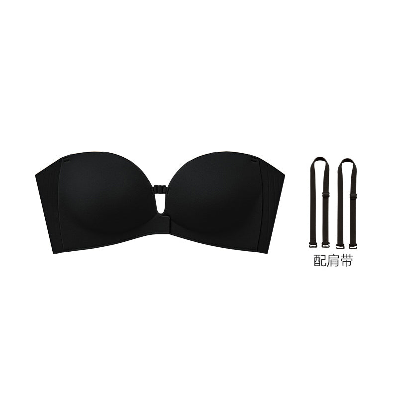 Women's Front Closure Strapless Push Up Bra Seamless