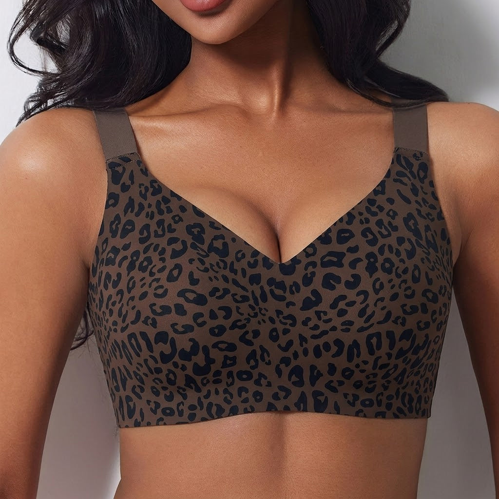 Women's Leopard Jelly Wireless Push Up Full Coverage Bra