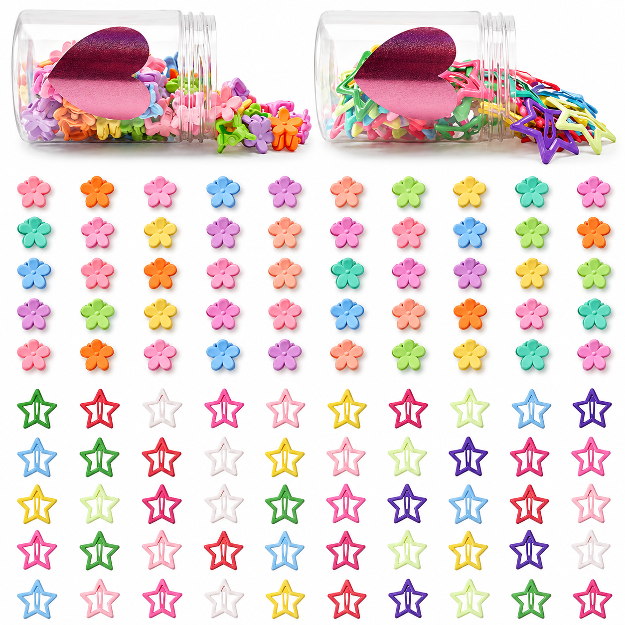 100PCS Colorful Star Hair Clips for Girls & Women – Mini Metal Snap Hair Barrettes, Cute Y2K Hair Accessories