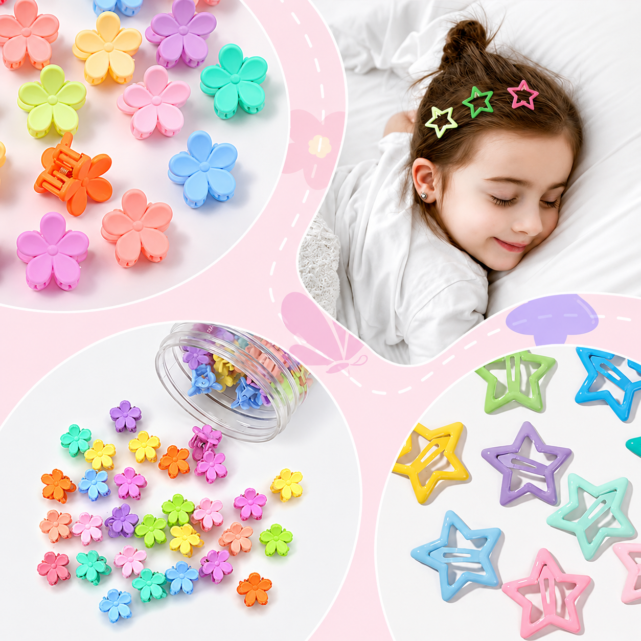 100PCS Colorful Star Hair Clips for Girls & Women – Mini Metal Snap Hair Barrettes, Cute Y2K Hair Accessories