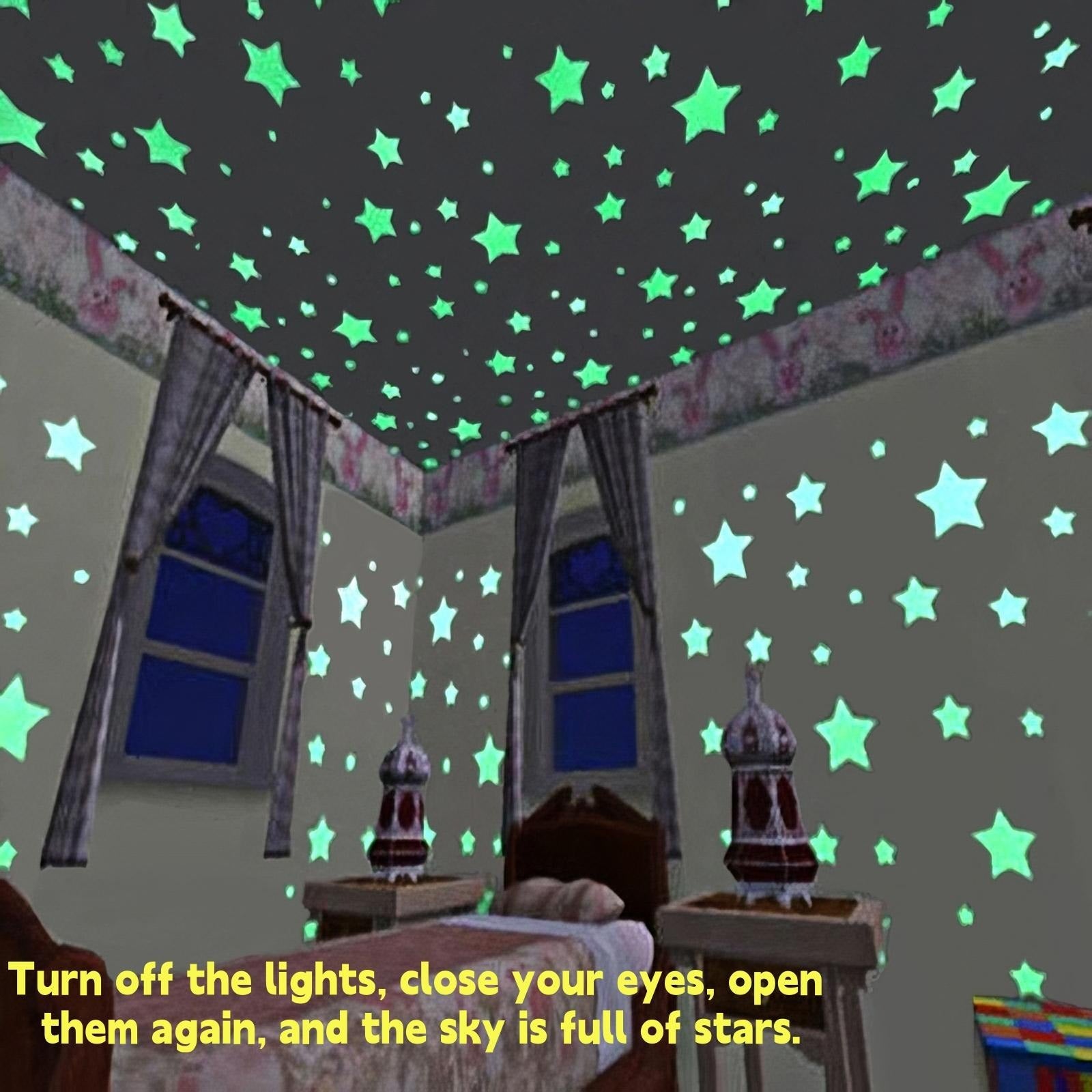100Pcs Glow in Dark Star Stickers Ceiling Wall Decor