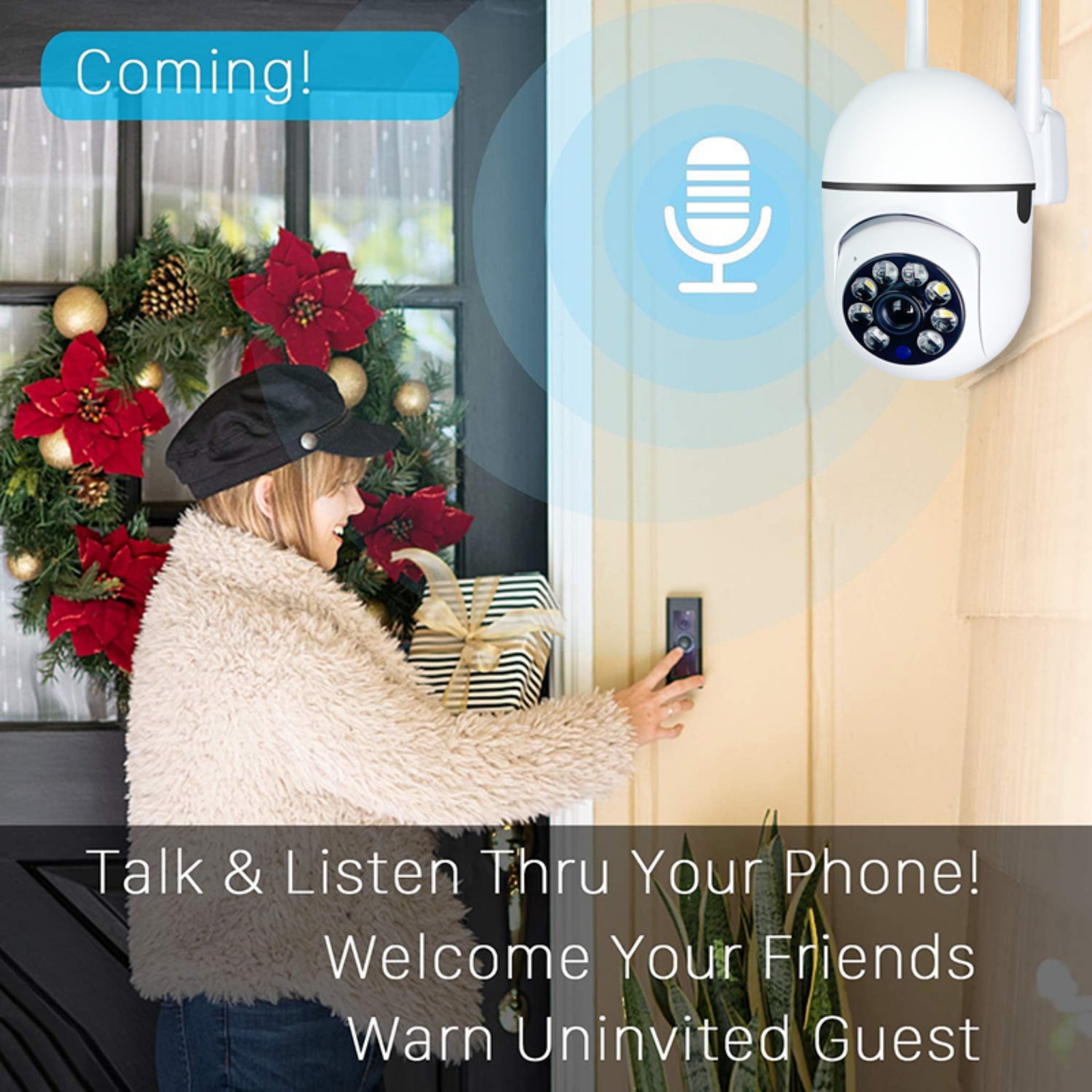 1080P Wireless WiFi Security Camera with 360° Pan Tilt, Two-Way Audio & Night Vision