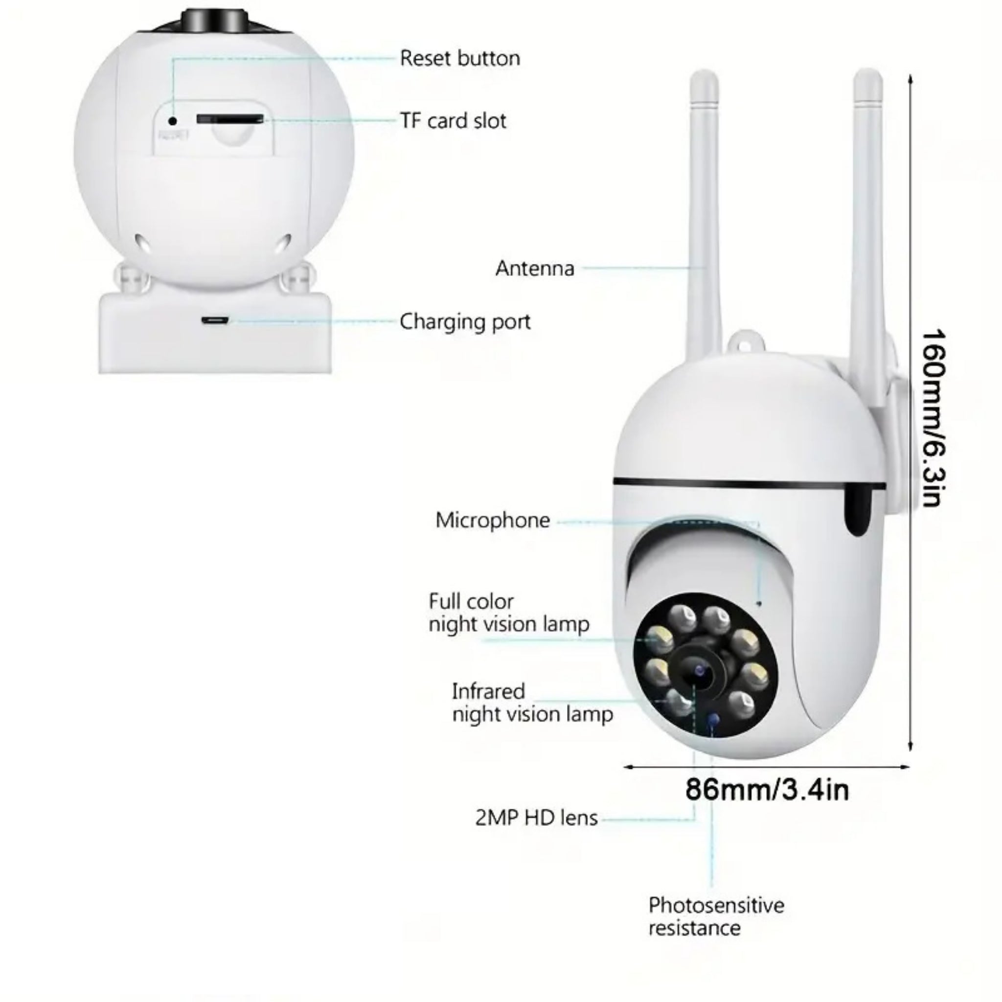 1080P Wireless WiFi Security Camera with 360° Pan Tilt, Two-Way Audio & Night Vision