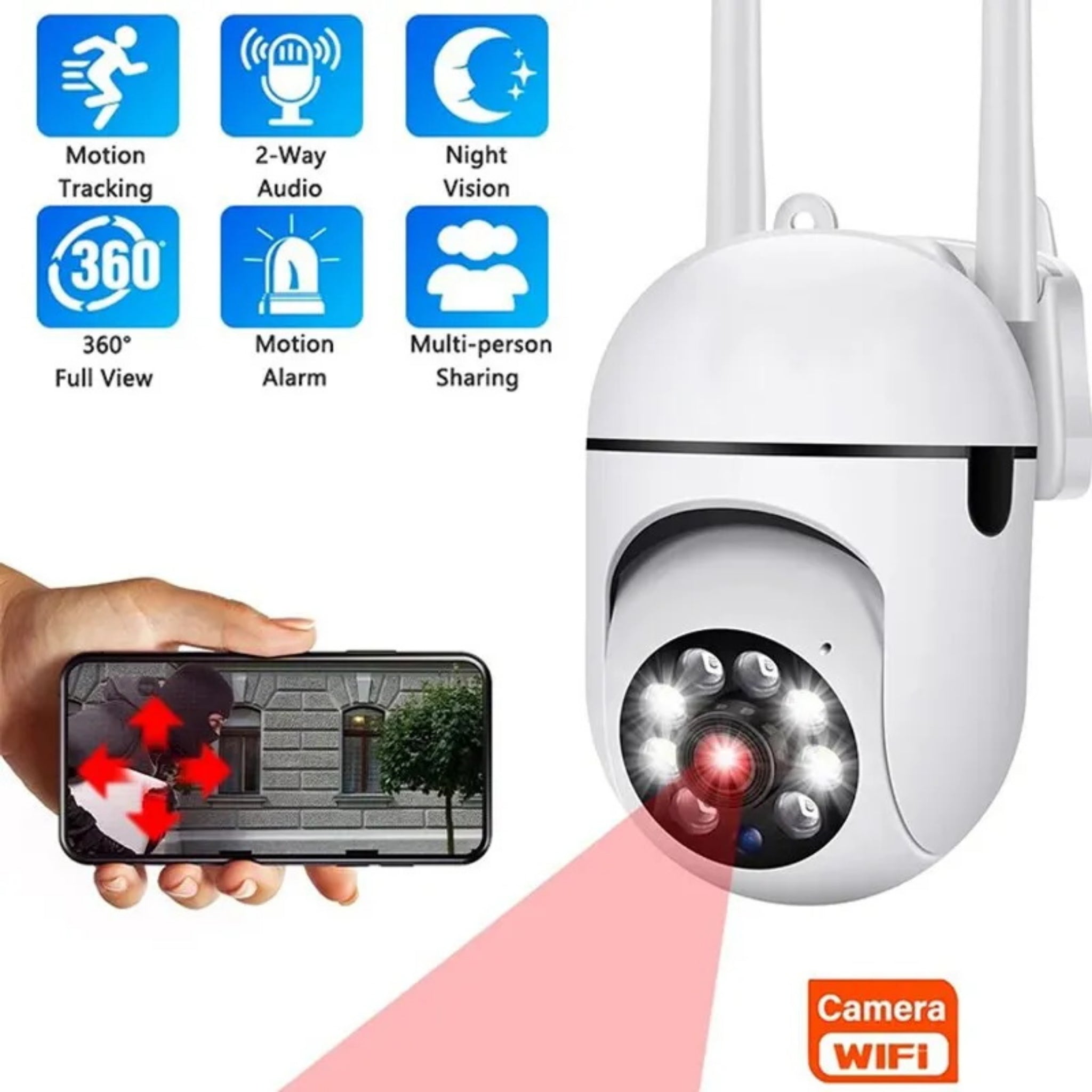 1080P Wireless WiFi Security Camera with 360° Pan Tilt, Two-Way Audio & Night Vision