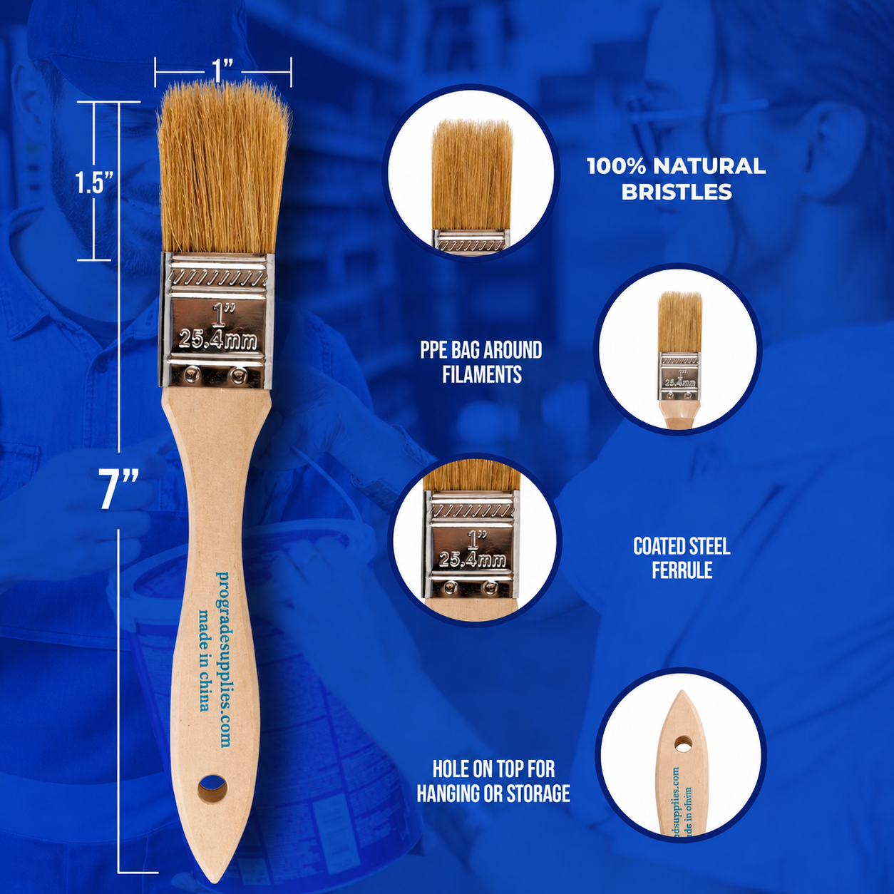 12-Pack 1.5 Inch Paint Brushes for Painting, Staining, Varnishing & Craft Projects - Wooden Handle Chip Brush Set