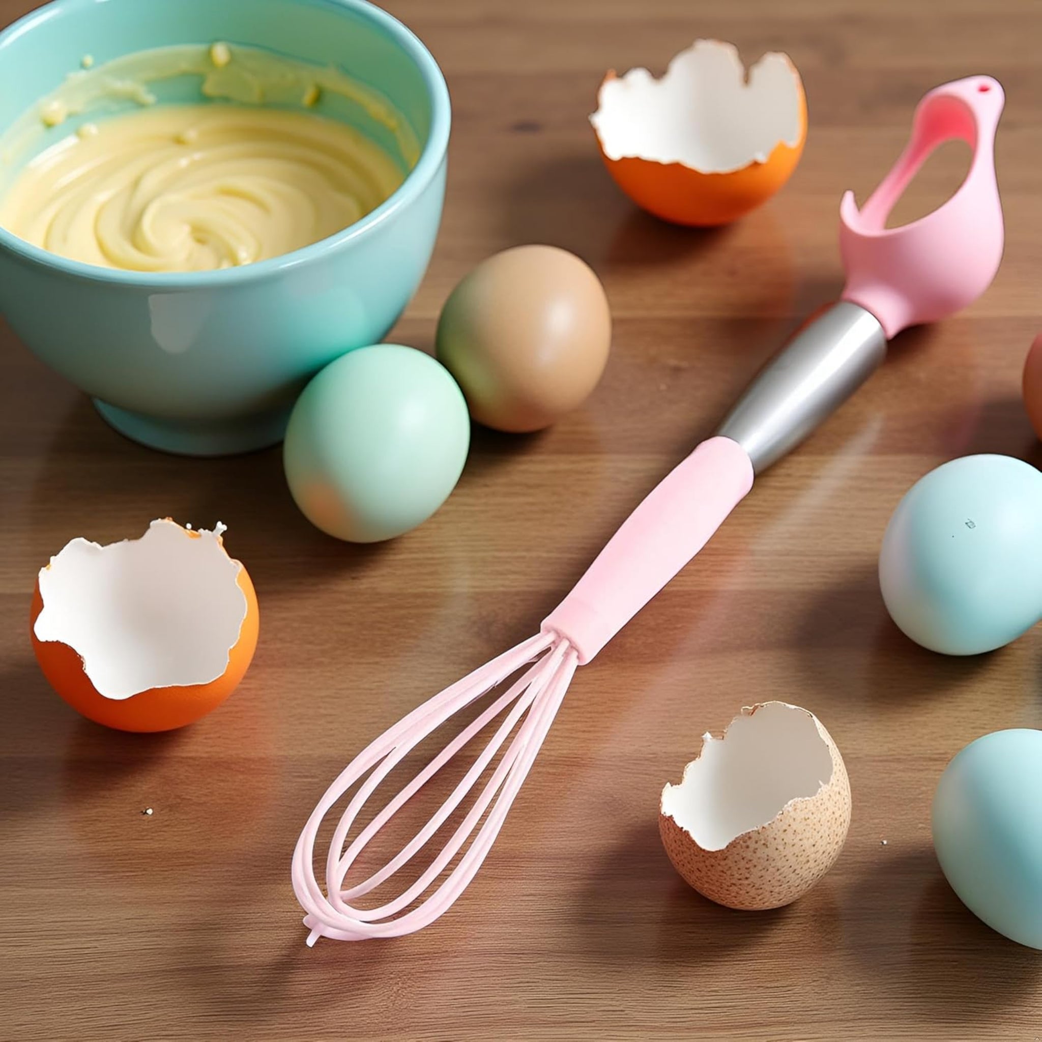 1Pc Pink Multifunctional Egg Whisks,Manual Egg Beaters Mini Egg Mixers Egg Stirrers,Creative Cream Whisks Kitchen Utensils Baking Tools, Cooking Utensils,Kitchen and Dining, Easy to Use,Small Size
