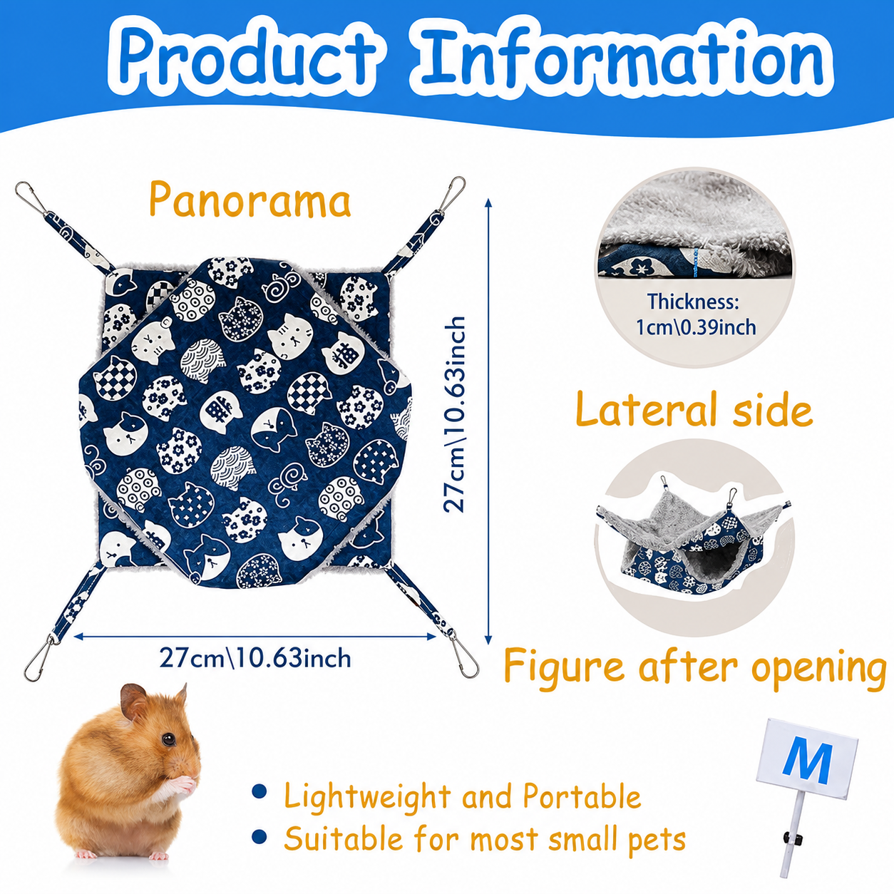 2-Layer Small Pet Hammock – Warm Hanging Bed for Hamsters, Guinea Pigs & Ferrets