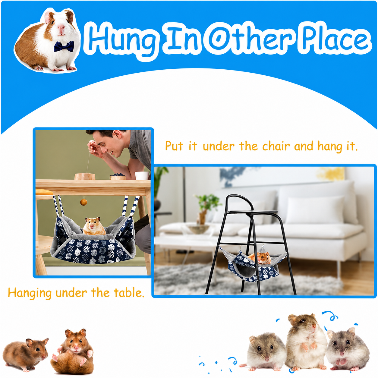 2-Layer Small Pet Hammock – Warm Hanging Bed for Hamsters, Guinea Pigs & Ferrets