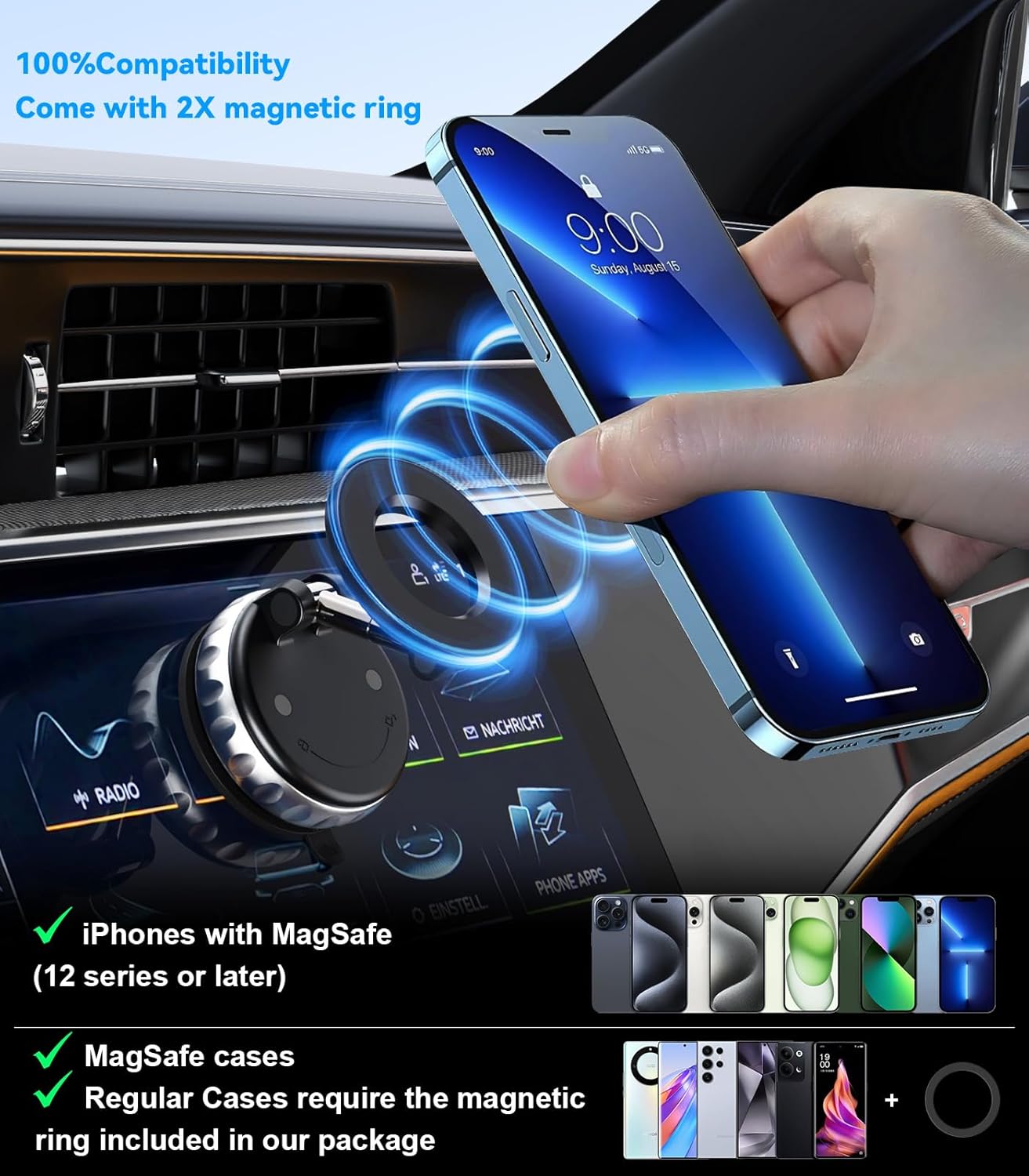 2-Pack Magnetic Phone Holder for Car – Vacuum Suction Dashboard & Windshield Mount with 360° Rotation for iPhone & Android - WebLuxes Store