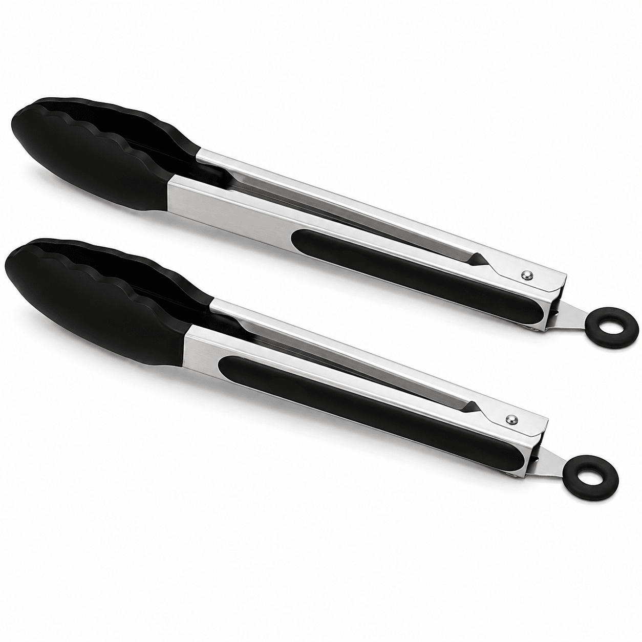 2-Pack Premium Silicone Kitchen Tongs Set – 9" & 12" Stainless Steel Non-Stick BBQ, Cooking & Serving Food Tongs with Locking Mechanism - Web Luxes