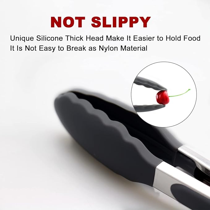 2-Pack Premium Silicone Kitchen Tongs Set – 9" & 12" Stainless Steel Non-Stick BBQ, Cooking & Serving Food Tongs with Locking Mechanism - Web Luxes