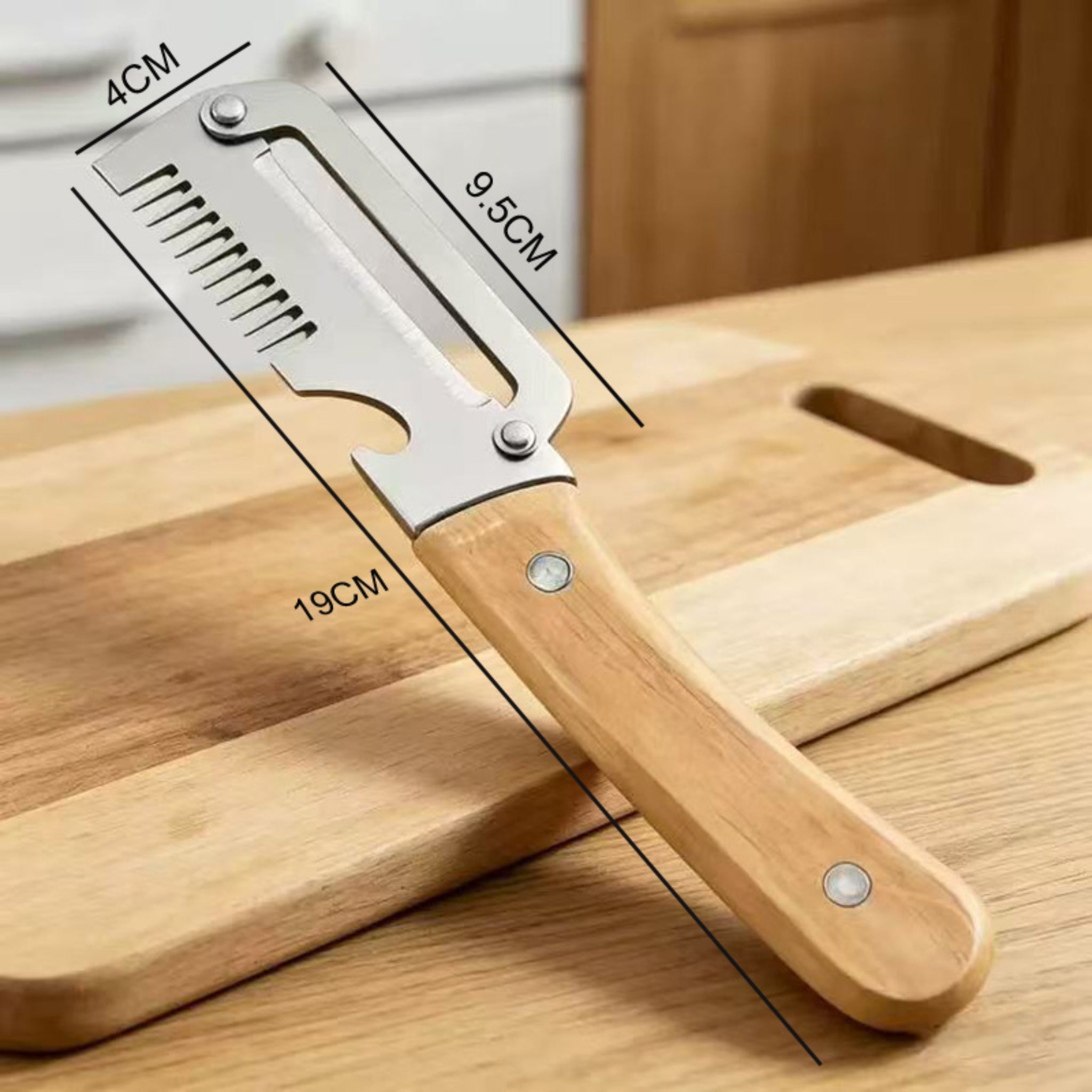2-in-1 Stainless Steel Vegetable Peeler & Julienne Slicer with Ergonomic Wooden Handle – Multifunction Fruit & Potato Peeler - WebLuxes Store