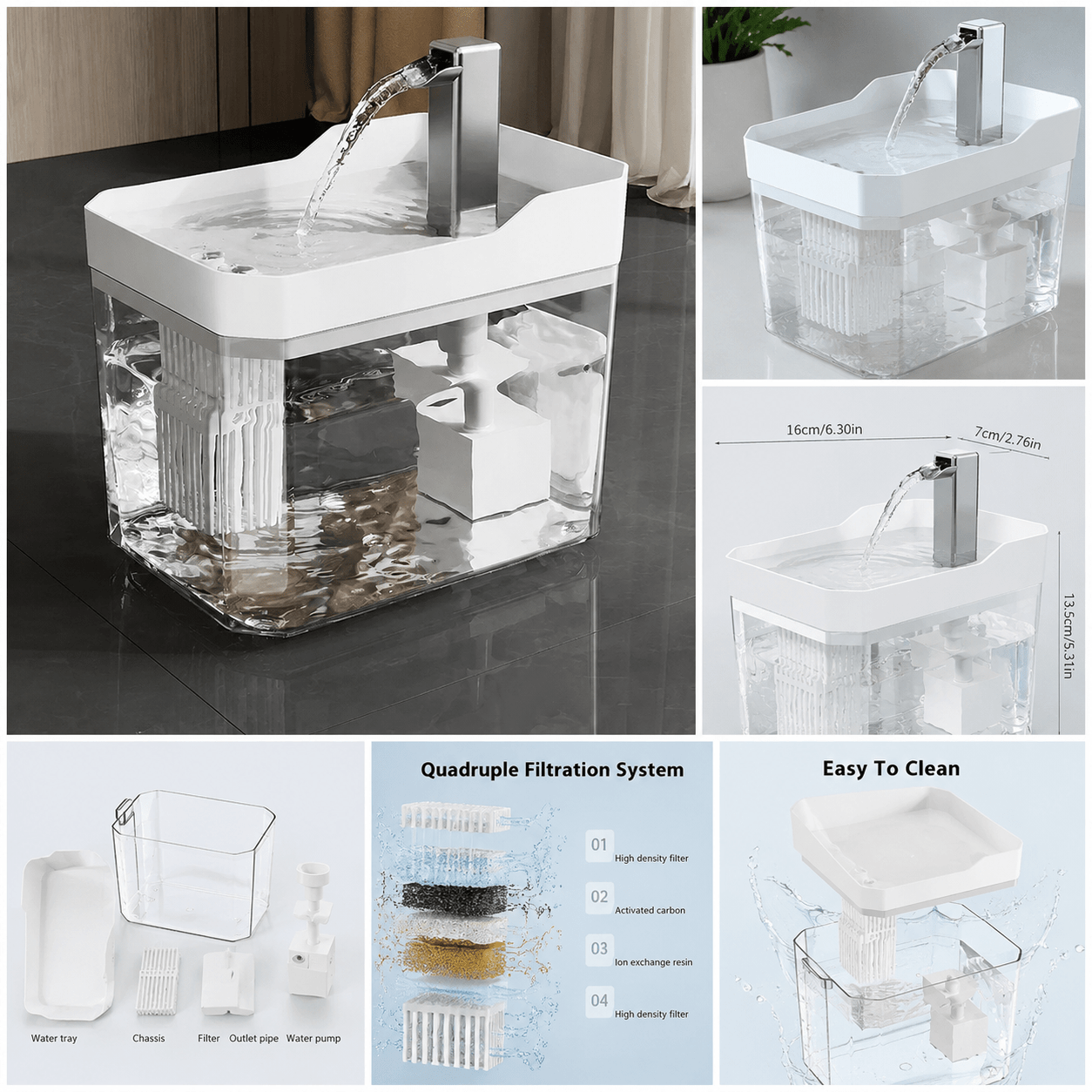 2L Automatic Pet Water Fountain, Large Capacity Filtered Water Dispenser for Cats, Dogs, Puppies & Small Pets - WebLuxes Store