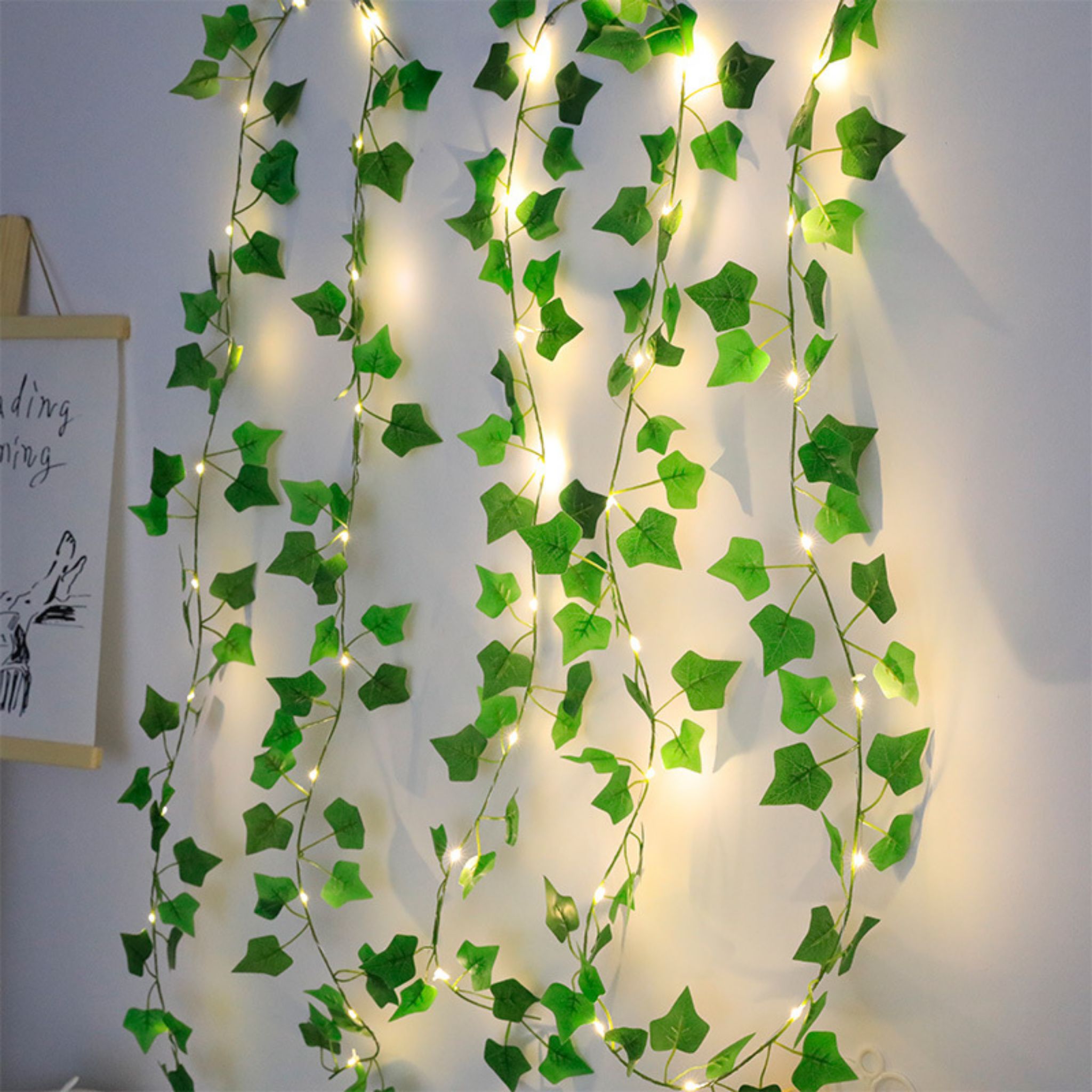 2M Artificial Ivy Vine LED String Lights Green Leaf Fairy Lights for Home, Wedding & Room Decor - Web Luxes