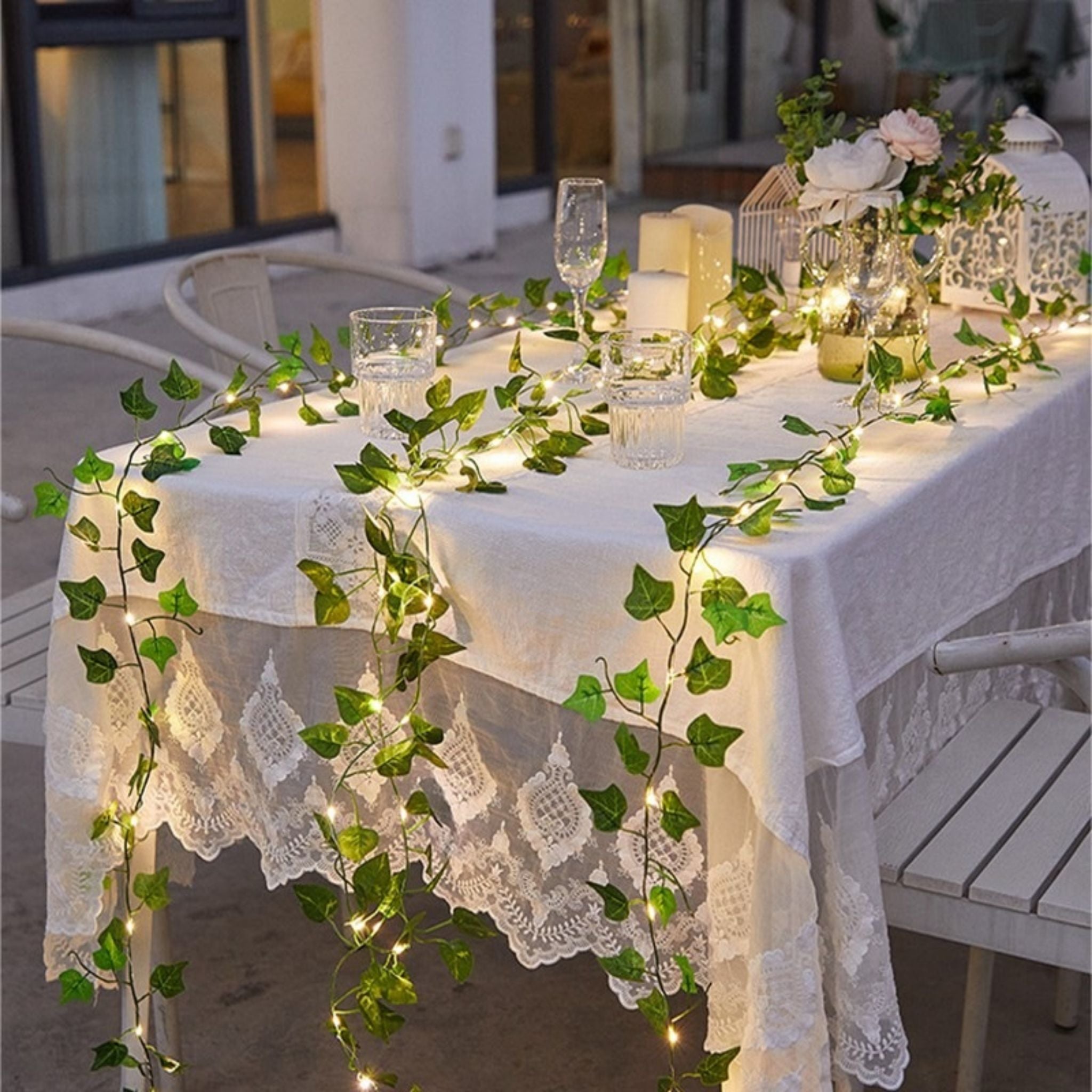 2M Artificial Ivy Vine LED String Lights Green Leaf Fairy Lights for Home, Wedding & Room Decor - Web Luxes