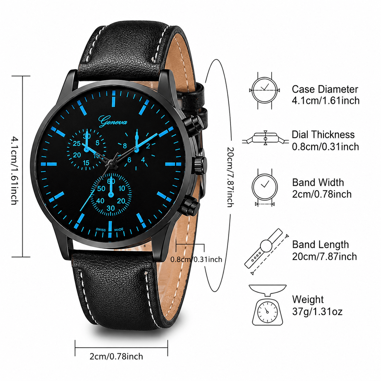 3-Piece Men's Quartz Watch, Bracelet & Necklace Gift Set - Web Luxes