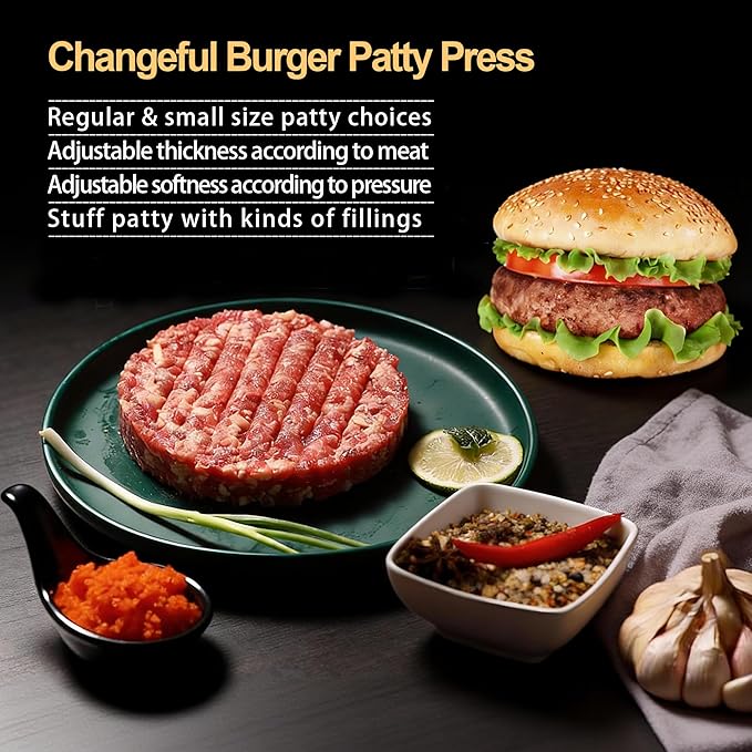 3-in-1 Burger Press Patty Maker – Non-Stick Hamburger Patty Mold for Stuffed, Regular & Slider Burgers | BBQ Kitchen Meat Press - Web Luxes