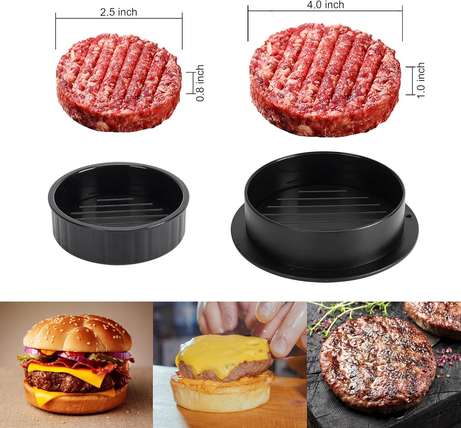 3-in-1 Burger Press Patty Maker – Non-Stick Hamburger Patty Mold for Stuffed, Regular & Slider Burgers | BBQ Kitchen Meat Press - Web Luxes