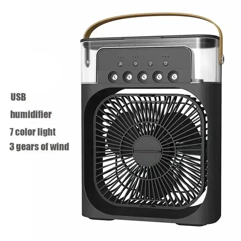 3-in-1 Portable Mini Air Cooler Fan with Humidifier & LED Night Light – USB Rechargeable Personal Desktop Cooling Fan