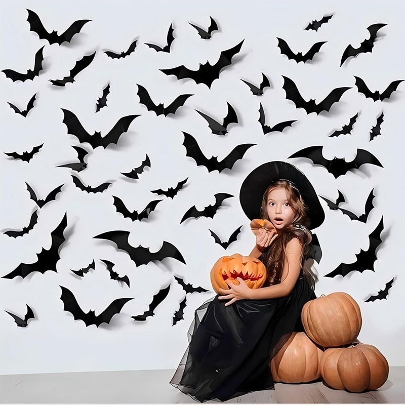 3D Black Bat Halloween Stickers
