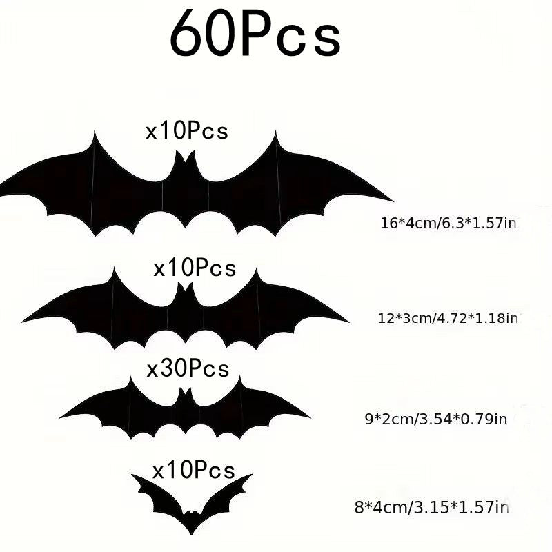 3D Black Bat Halloween Stickers