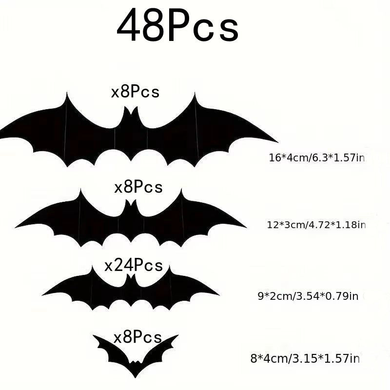 3D Black Bat Halloween Stickers
