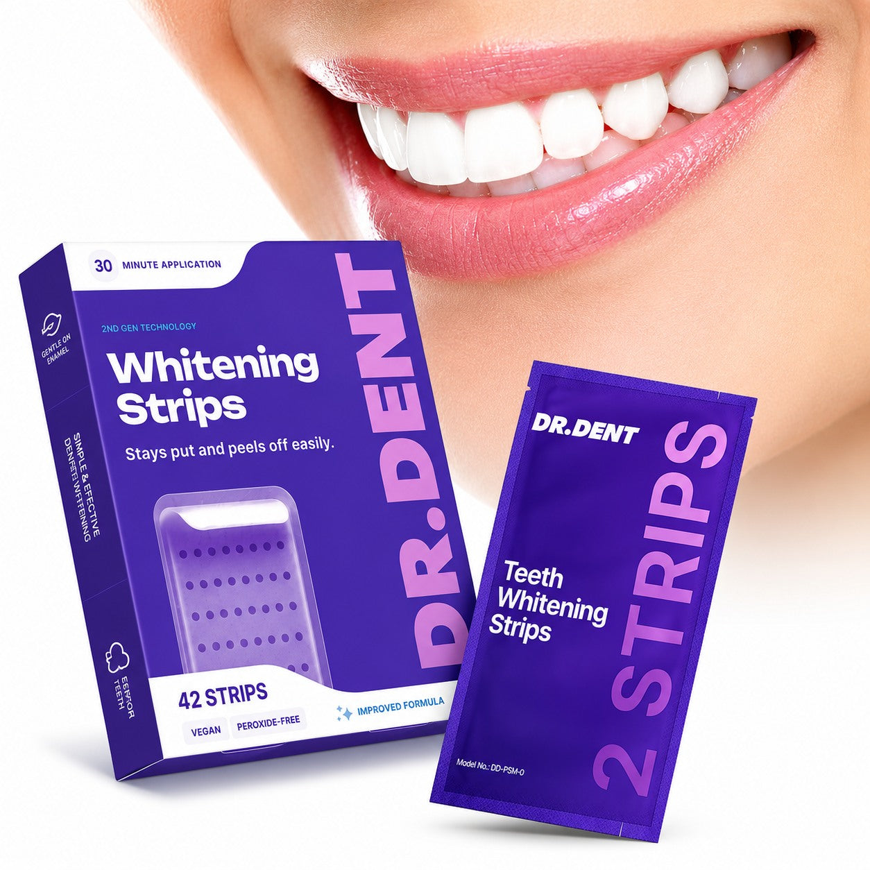 42 Teeth Whitening Strips for Brighter Smile and Oral Care
