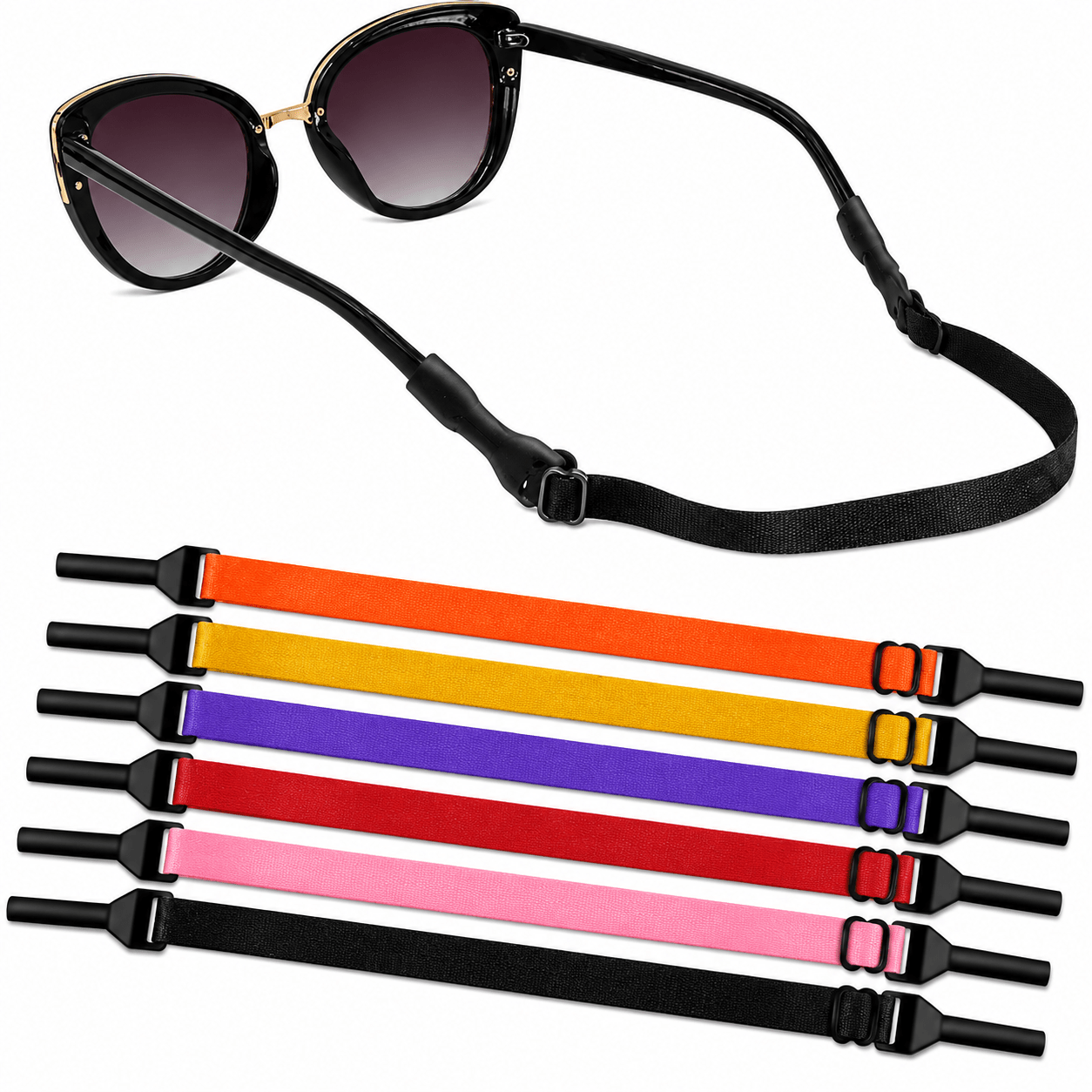 Adjustable Eyeglass Strap 6 Pack, Silicone Glasses Retainer for Sunglasses, Reading Glasses & Sports Eyewear, Unisex - WebLuxes Store