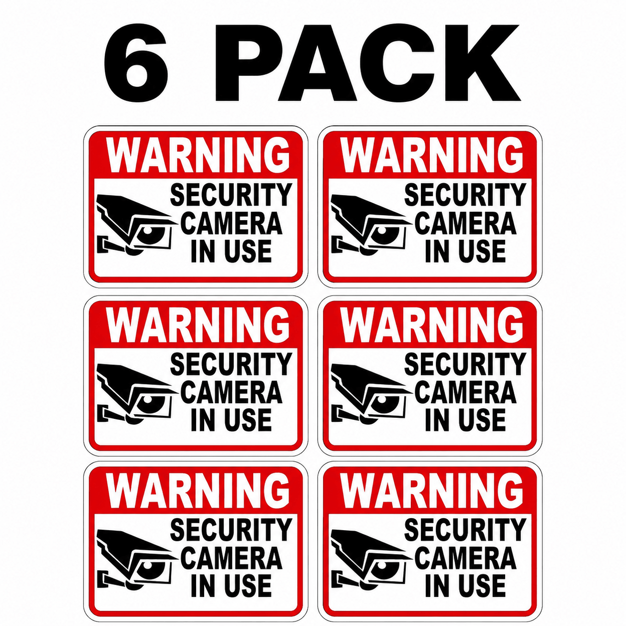 6 Pack Security Camera Warning Stickers, Video Surveillance Decals for Home, Business, Office, Windows & Doors, Weather-Resistant - WebLuxes Store