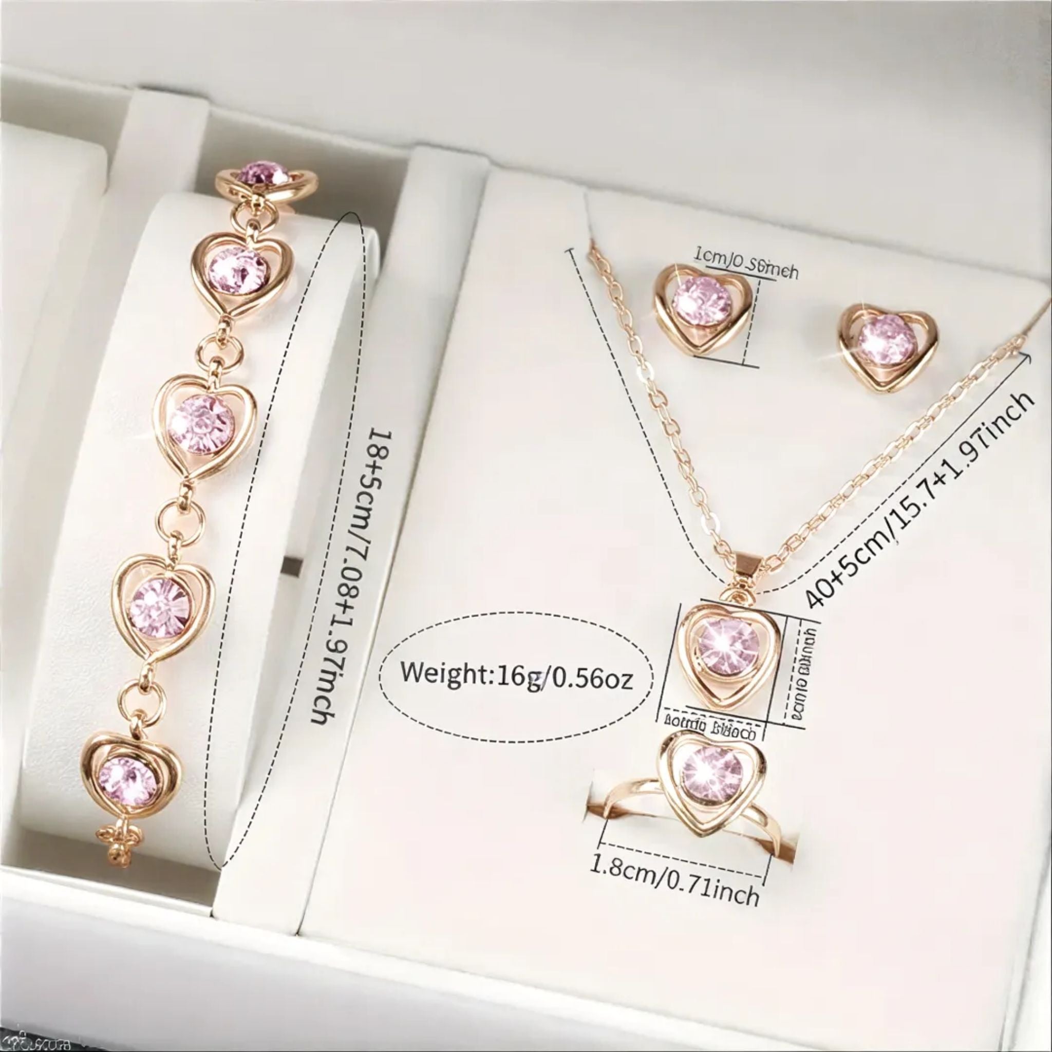 6-Piece Women's Quartz Watch & Heart Jewelry Gift Set with Leather Strap - Web Luxes
