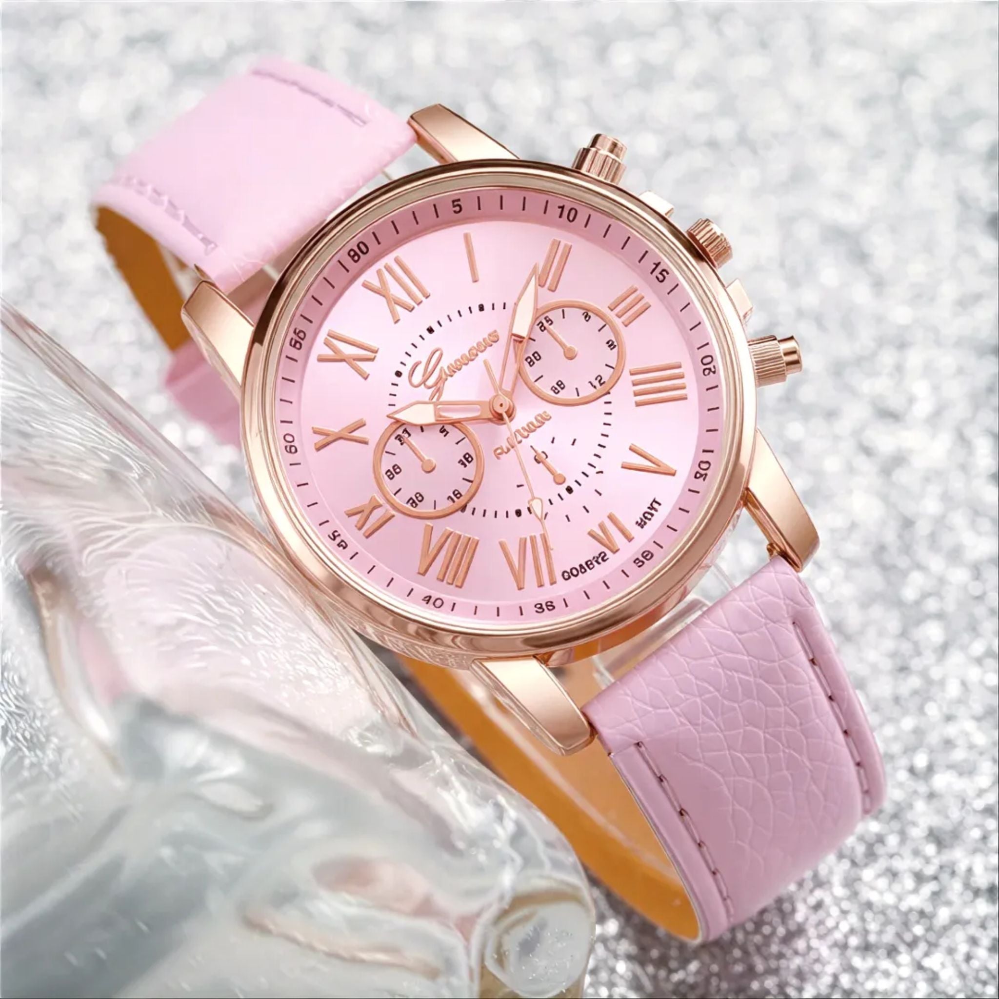 6-Piece Women's Quartz Watch & Heart Jewelry Gift Set with Leather Strap - Web Luxes