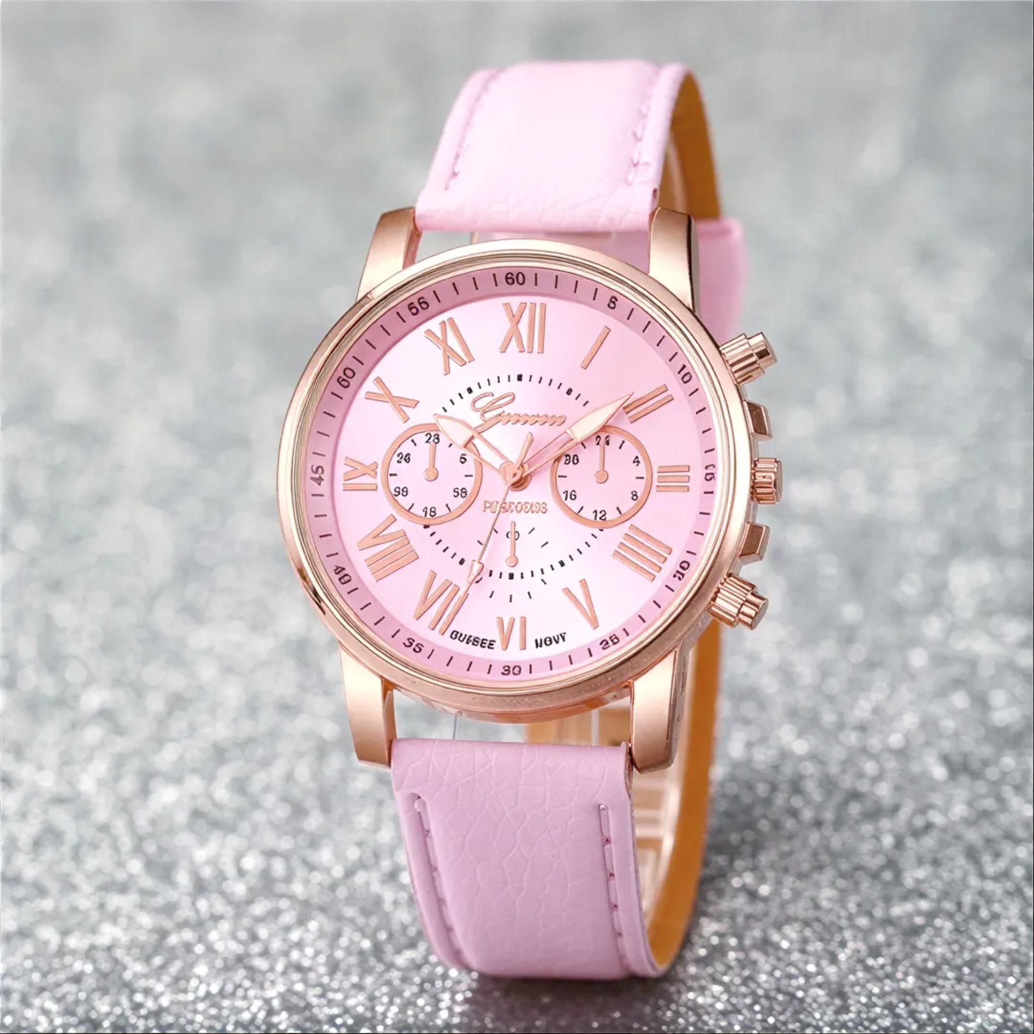 6-Piece Women's Quartz Watch & Heart Jewelry Gift Set with Leather Strap - Web Luxes