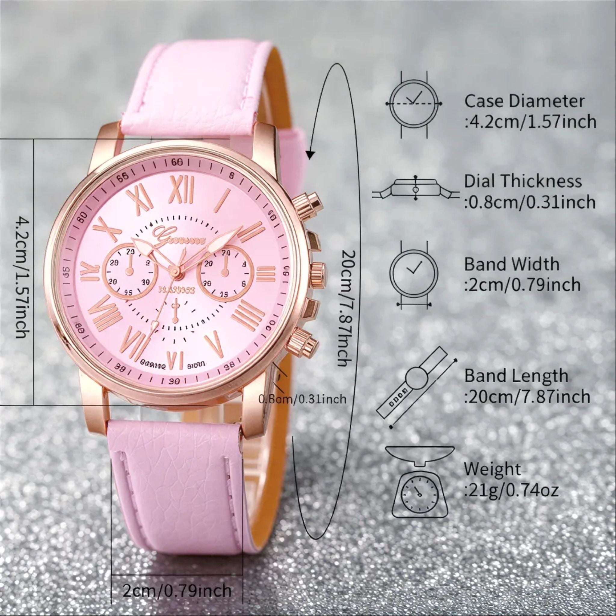 6-Piece Women's Quartz Watch & Heart Jewelry Gift Set with Leather Strap - Web Luxes
