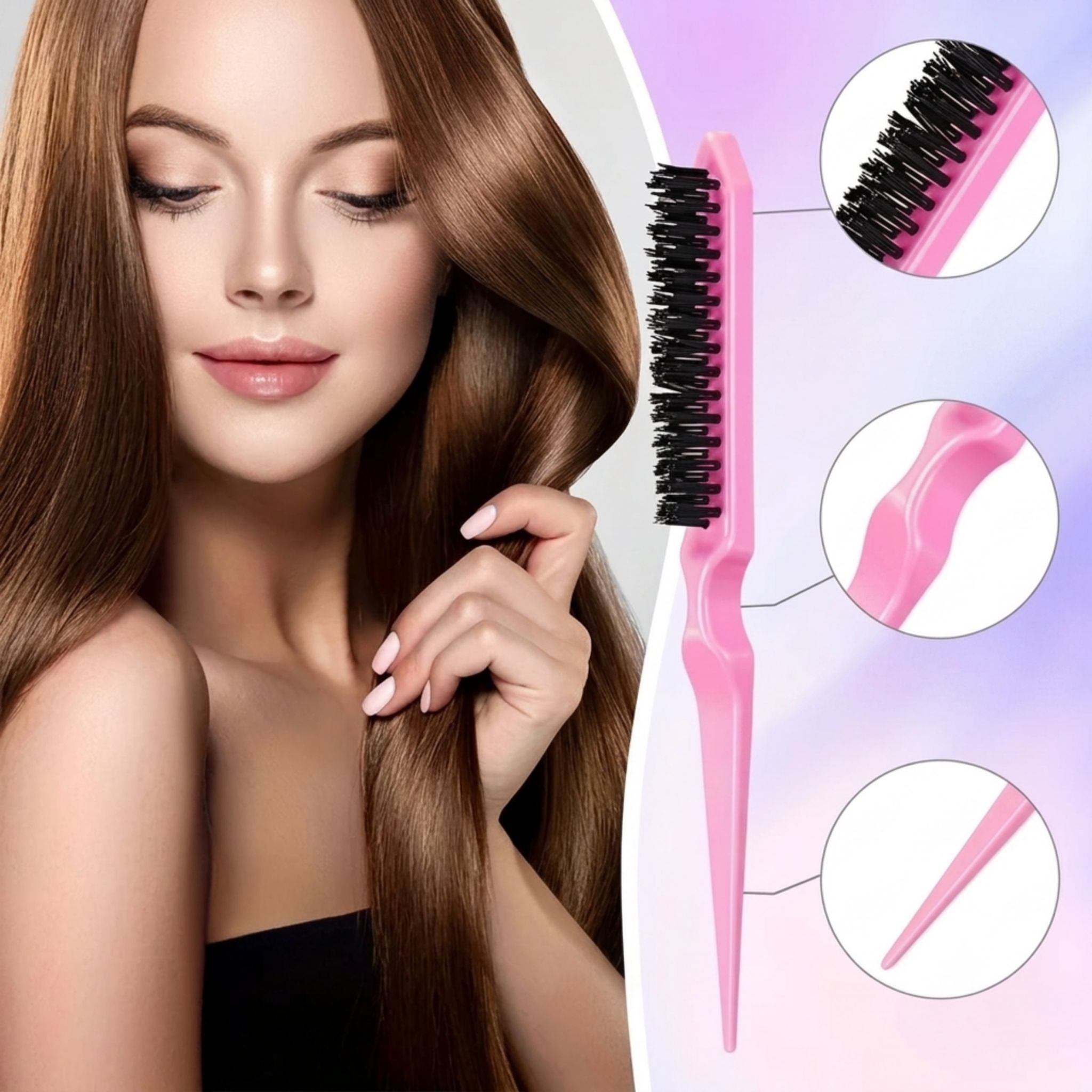6PCS Hair Styling Tool Set with Spray Bottle, Rat Tail Comb, Edge Brush & Braiding Accessories - Web Luxes