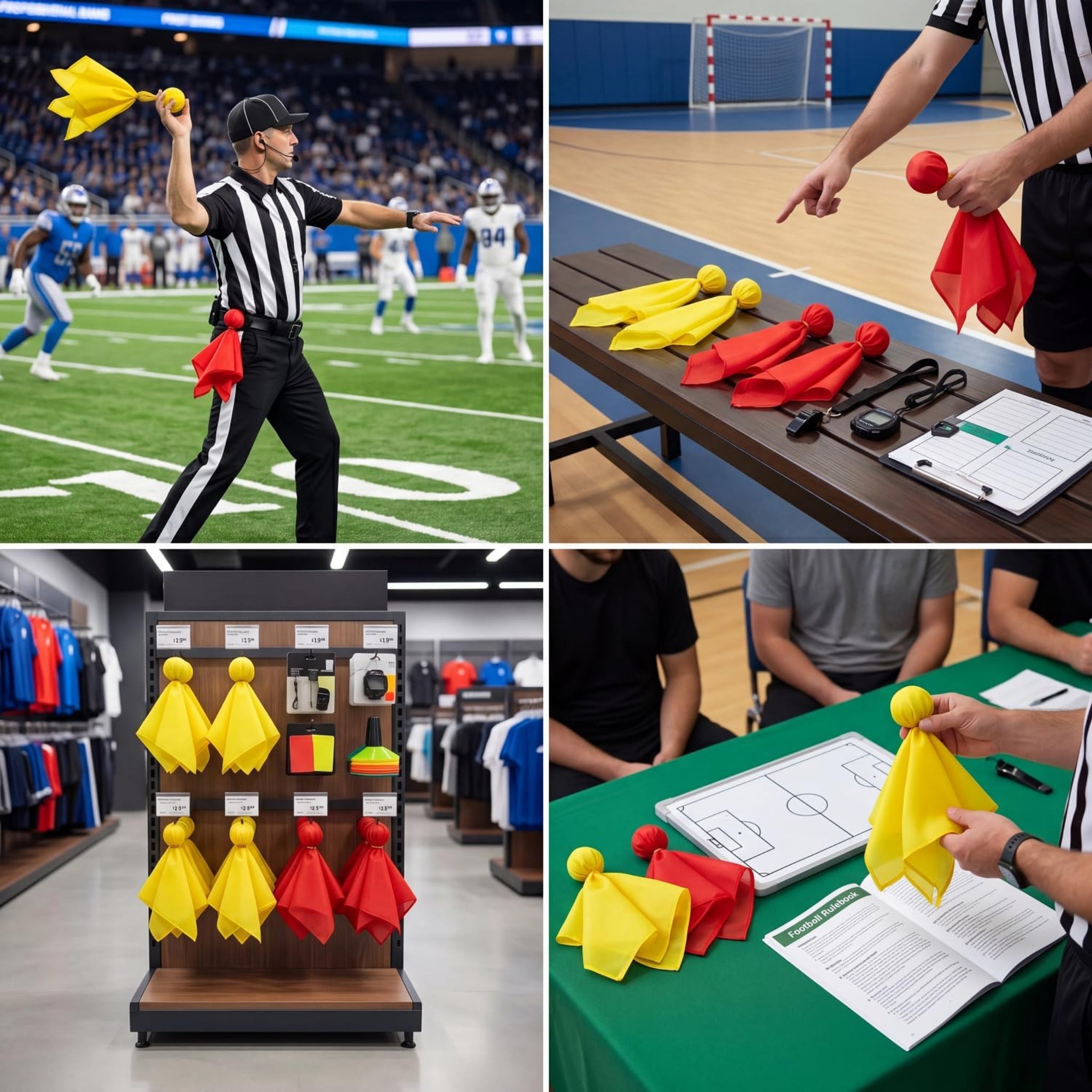 6 Pack Football Penalty Flags – Soft Tossing Referee Flags for Football Games, Sports Training, Parties & Events