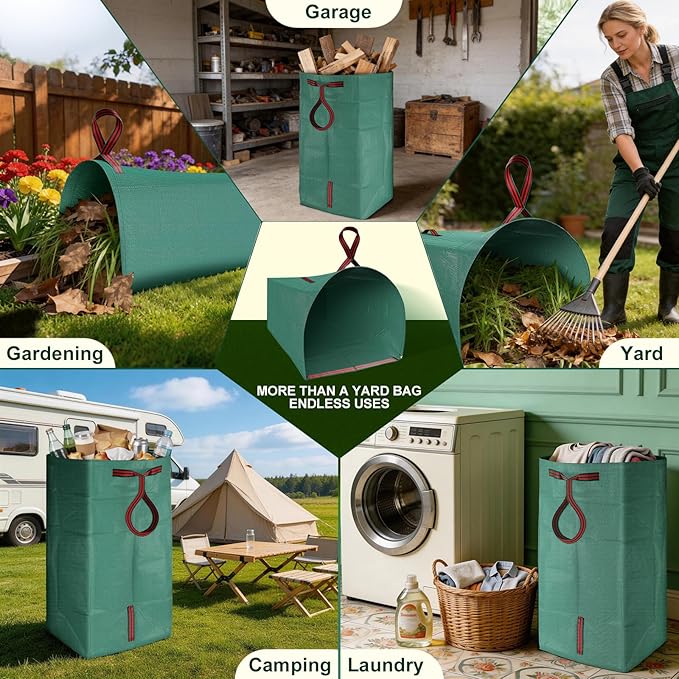 72 Gallon Reusable Yard Waste Bags (2-Pack) – Heavy-Duty Self-Standing Garden Leaf Collection Bags with Reinforced Handles for Leaves, Grass & Outdoor Cleanup - Web Luxes