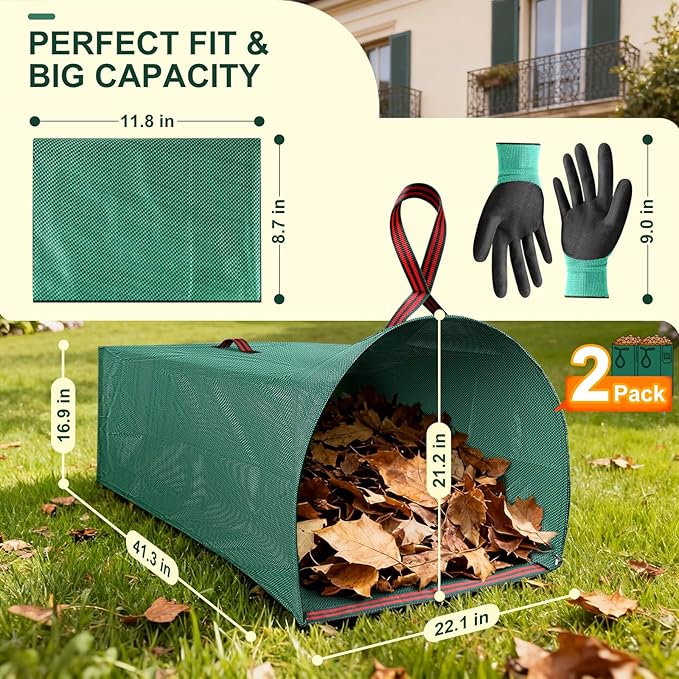 72 Gallon Reusable Yard Waste Bags (2-Pack) – Heavy-Duty Self-Standing Garden Leaf Collection Bags with Reinforced Handles for Leaves, Grass & Outdoor Cleanup - Web Luxes