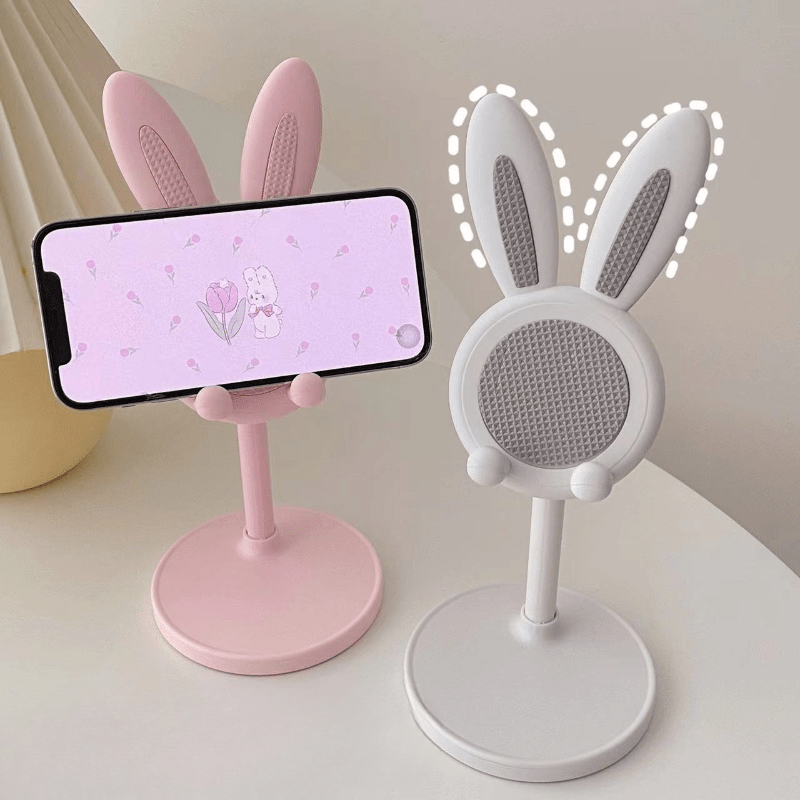 Adjustable Cute Rabbit Phone Stand, Foldable Desktop Mobile Phone Holder with Height & Angle Adjustment for Smartphones - WebLuxes Store