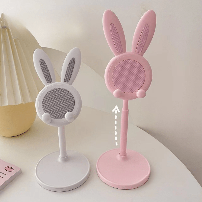 Adjustable Cute Rabbit Phone Stand, Foldable Desktop Mobile Phone Holder with Height & Angle Adjustment for Smartphones - WebLuxes Store