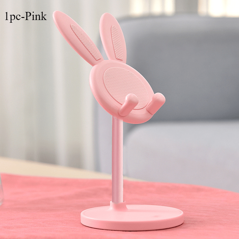 Adjustable Cute Rabbit Phone Stand, Foldable Desktop Mobile Phone Holder with Height & Angle Adjustment for Smartphones - WebLuxes Store