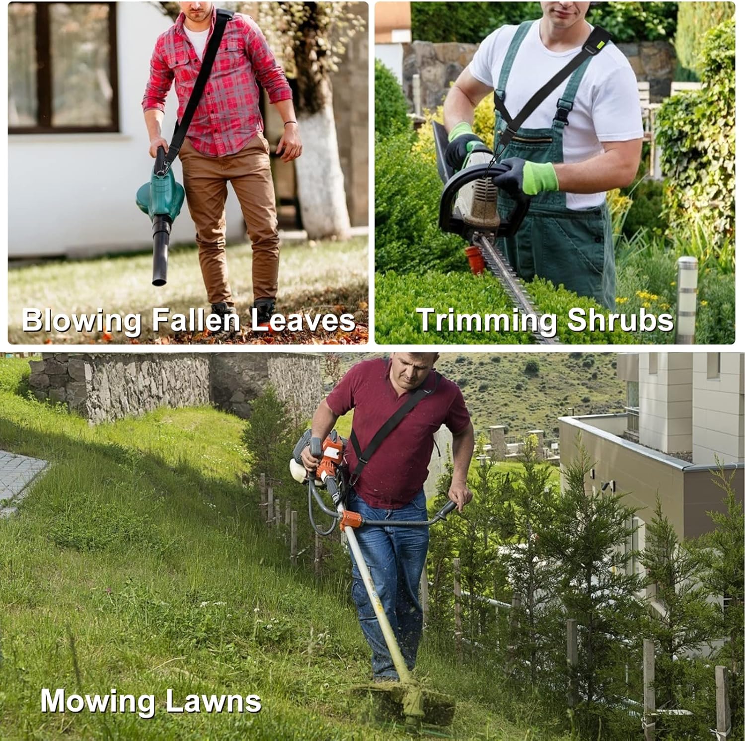 Adjustable Shoulder Strap Harness for String Trimmers, Leaf Blowers & Shrub Trimmers with Heavy-Duty Metal Clip - WebLuxes Store