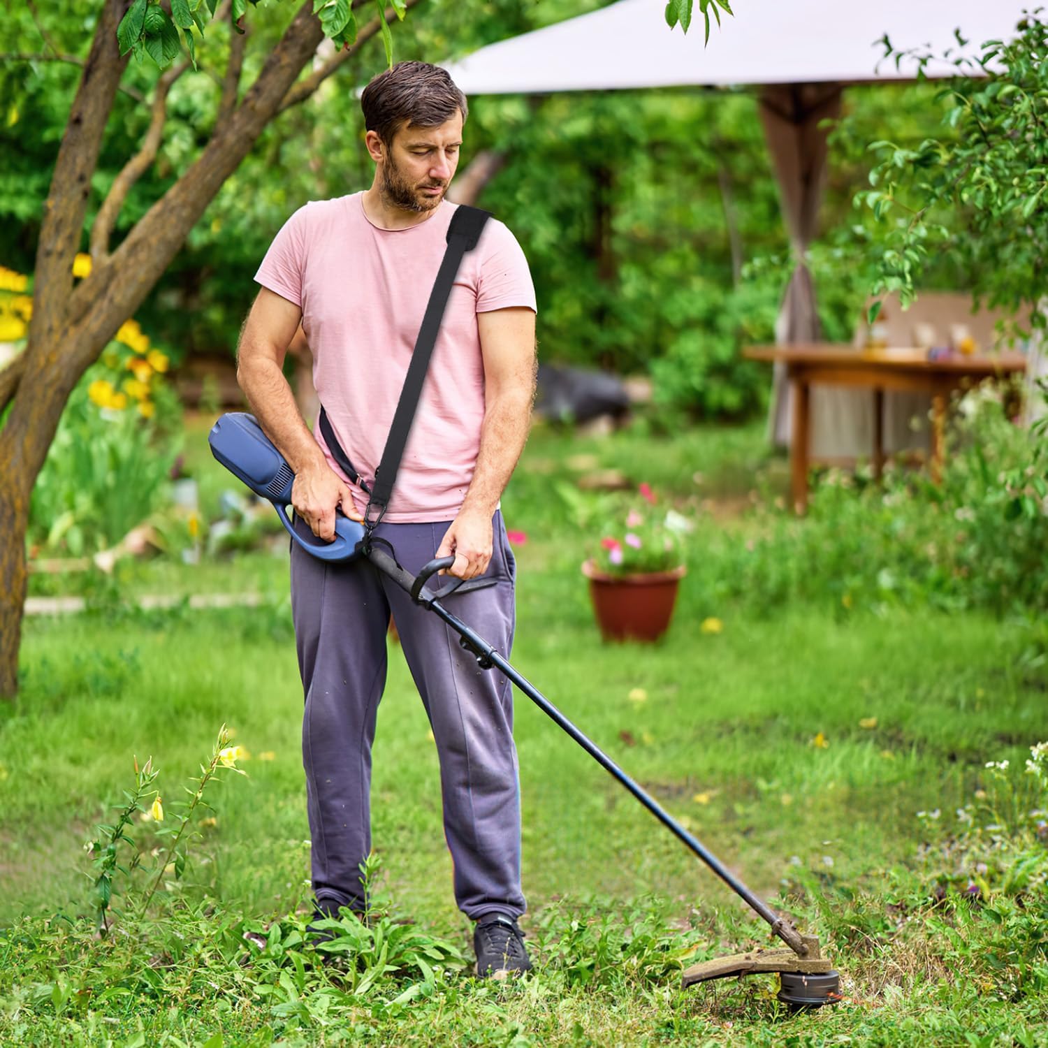 Adjustable Shoulder Strap Harness for String Trimmers, Leaf Blowers & Shrub Trimmers with Heavy-Duty Metal Clip - WebLuxes Store