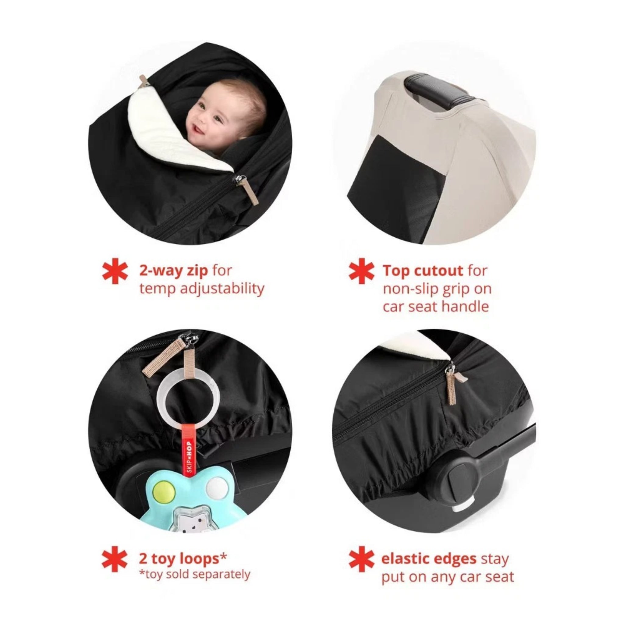 All-Season Baby Car Seat Cover - Weather Resistant Infant Car Seat Canopy with Breathable Peek Window